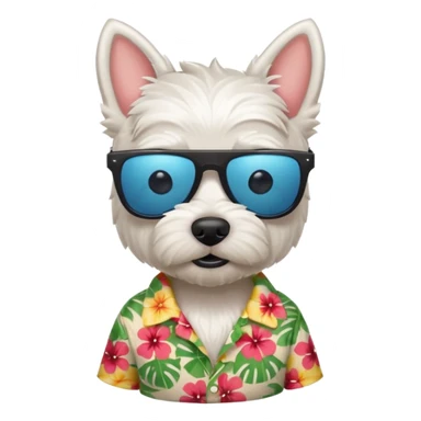 Un westie con gli occhiali da sole e la camicia hawaiana  sticker