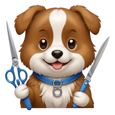 Happy dog with scissors  sticker