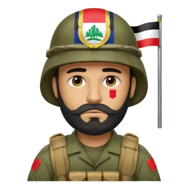 A very tired and sad, swarthy Iraqi soldier with a beard, an Iraqi flag on his helmet, a sad expression and bags under his eyes sticker