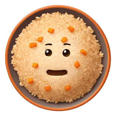 whitish pure fried rice with a mix of brown rice on an orange color terra cotta plate sticker