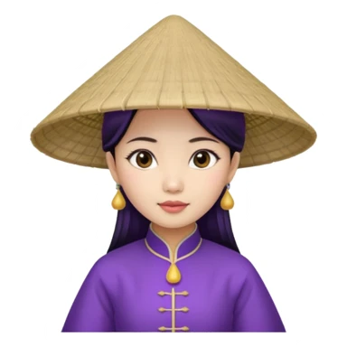 ancient vietnamese girl with conical hat, purple sticker