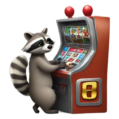 Raccoon playing a slot machine  sticker