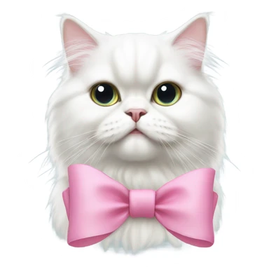 White Persian cat wearing a pink bow on its head sticker