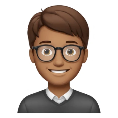 A young man using glasses with a brown hair and white skin color sticker