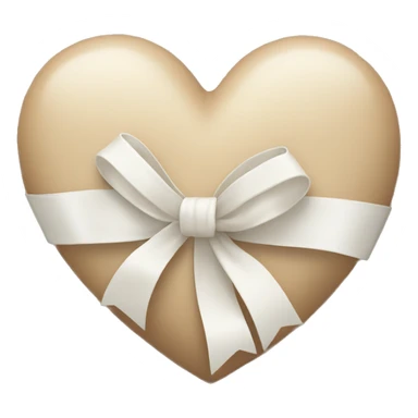Beige heart with white ribbon sticker