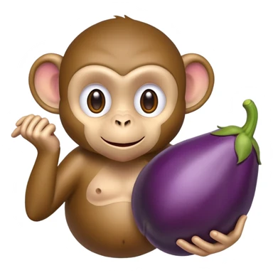 Monkey holding egg plant  sticker