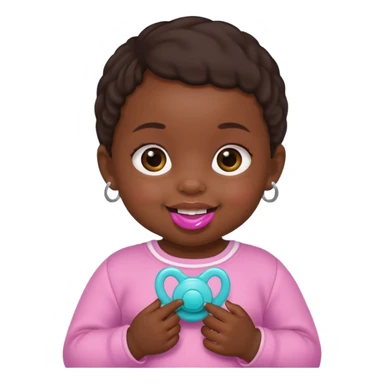 a baby girl with pacifier and dark skin sticker