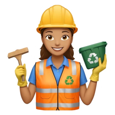 women, Waste Management, safety vest, trash picker sticker
