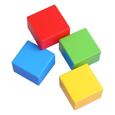 Microsoft logo, four colored squares red green blue yellow, 3D effect modern look sticker