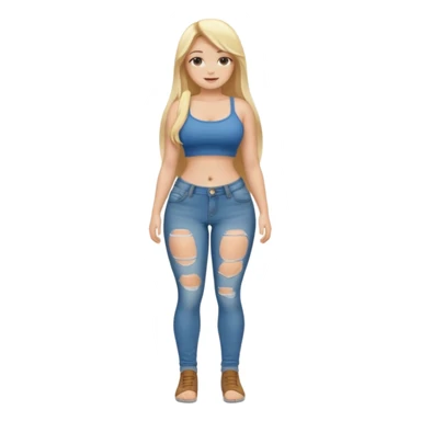 curvy body teen girl huge ass with super short jeans no shirt no bra blonde full body long hair sticker