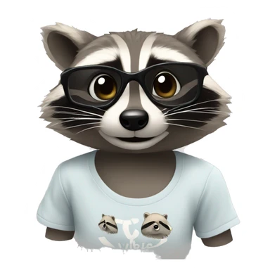 raccoon wearing a "Vibe clear" t-shirt sticker