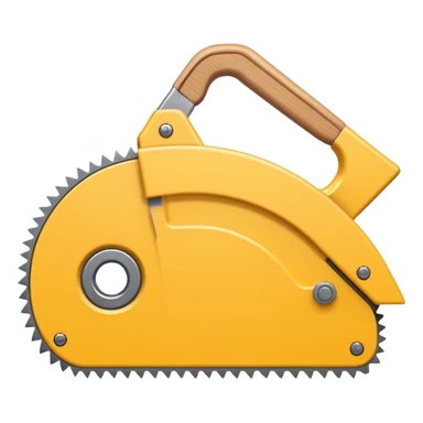 Combine the concept of indecision and a woodworking hand saw. The emoji should clearly show hesitation or uncertainty (e.g. a confused facial expression, or a split decision gesture) integrated with a classic wood saw. Simple, clean emoji style, bold shapes, minimal details sticker