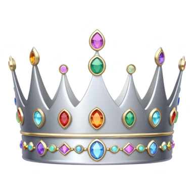 silver feminine dainty crown with rainbow gemstones sticker