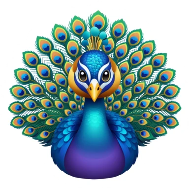 i want a peacock, multiple colors, relatively abstract, bright gradient. art deco style sticker