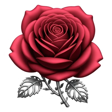 Black and silver filigree rose, 3D, extremely detailed design sticker