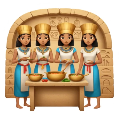 ancient Egyptian cooking scene in hieroglyphic style sticker