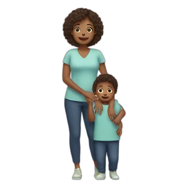 mother with 2 babies sticker