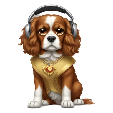 King Charles Dog wearing clothes and headphones  sticker