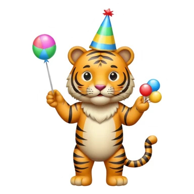 Party Tiger with a party hat and a party popper full body sticker