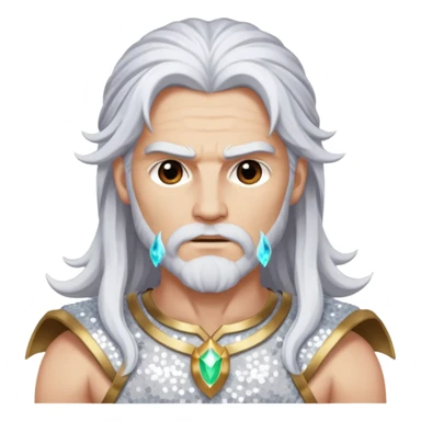 Jupiter, God of Thunder from Gods and Goddesses with long white hair, white sequin outfit sticker