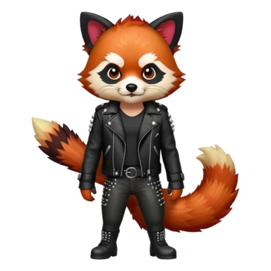 full body punk red panda with red roots and black hair sticker