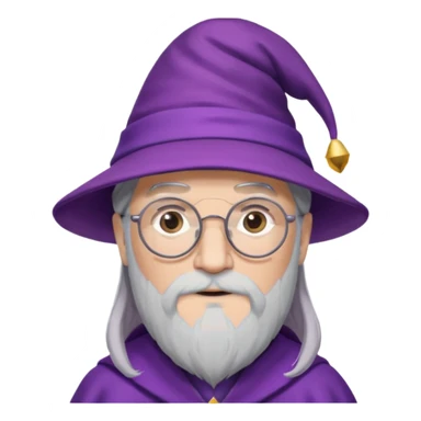 dumbledore grey hair, wear glasses, purple magic hat sticker