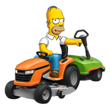 Homer Simpson riding a lawnmower sticker