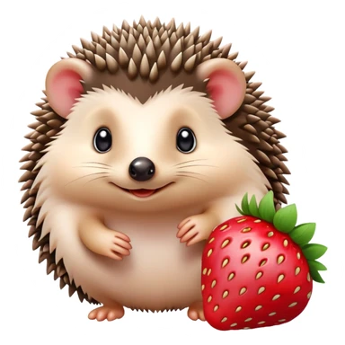Cute hedgehog with a strawberry sticker