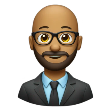 baldhead with beard looking proffesional with geek glasses sticker