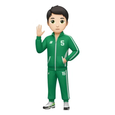 Draw Seong Gi-hun (Player 456) in green tracksuit with the white number 456 clearly printed on the chest & jacket. sticker