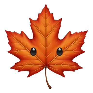 emoji, feuille d'érable couleur vermeille, deux yeux ronds noirs brillants sticker