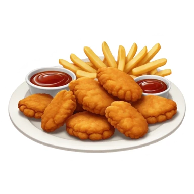 Chicken nuggets and fries with bbq sticker