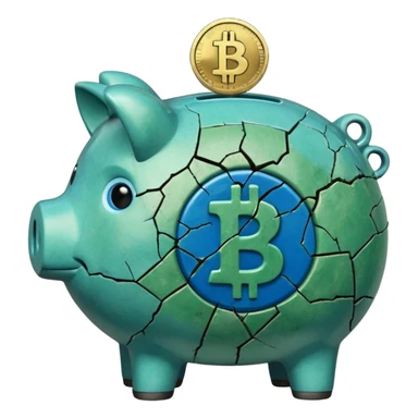 with piggybank with crypto  sticker