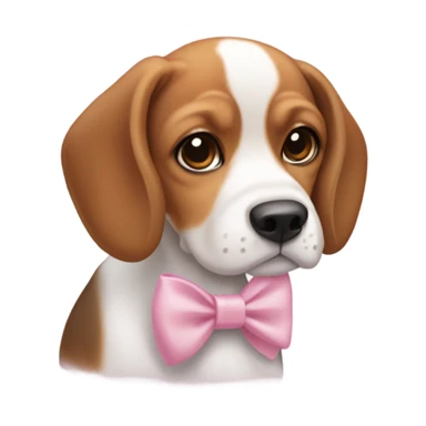 Cute beagle dog with short ears and is medium brown and white that's cute and a little chubby that is really cute that has a cute little baby pink bow on  sticker
