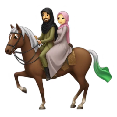 Hijabi women  and saudi men on a horse sticker