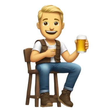 A happy white guy sitting on a barstool drinking a beer and looking at his phone  sticker
