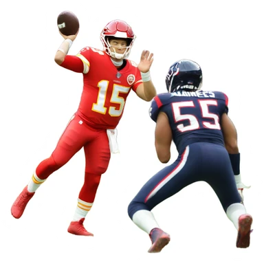 Patrick Mahomes being sacked by a Houston Texans player sticker