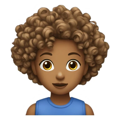 A kid using her insulin pump while playing in a park. She has curly hair and wears blue clothes sticker