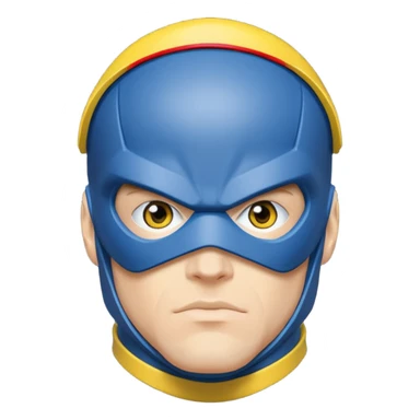 marvel superhero cyclops x-men. blue cowl with iconic yellow visor with red stripe through sticker
