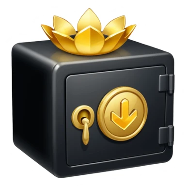 A safe is slightly open and gold is peeking out from inside. sticker