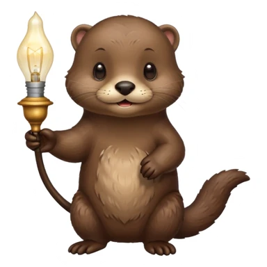 otter holding one lamp sticker