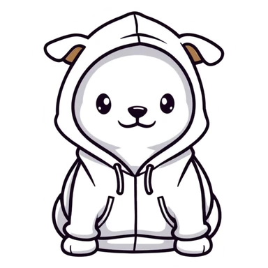 Dog wearing a hoodie sticker