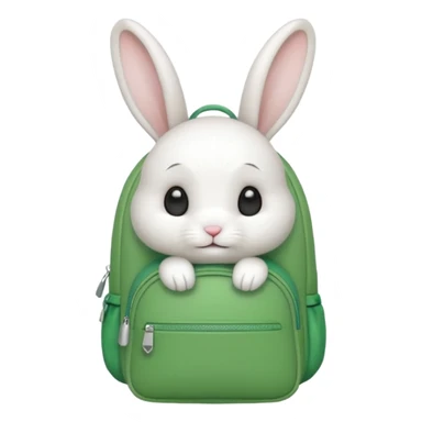 baby white rabbit wear green backpack sticker