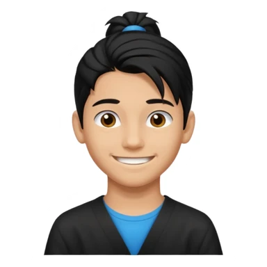 homme cheveux noir long attaché sans cheveux dépassant  16 ans, un peu bronzé sticker