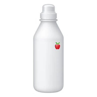 small upright plastic bottle with pointed cap or brush applicator, matte white or pale beige tones, slim slightly cylindrical shape, school or office use, tip with small bead of opaque liquid, no text or extras, apple emoji style, soft lighting, subtle shadows, transparent background, emoji scale sticker