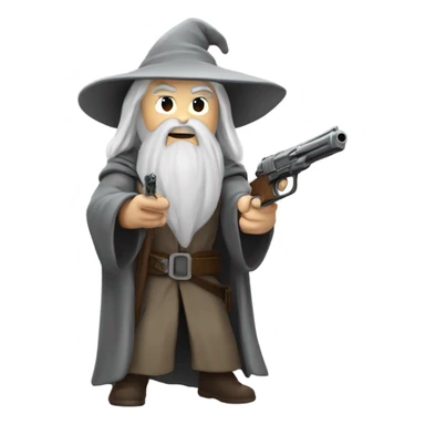 Gandalf shooting a gun sticker