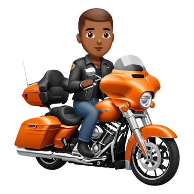 Black man riding a 2020 Harley Davidson street glide Orange  sticker
