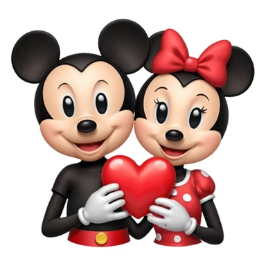 Mickey Mouse and Minnie Mouse with a heart  sticker
