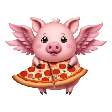 Pig with two pizza wings sticker