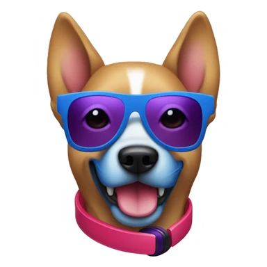 Blue dog with purple headphones and red sunglasses  sticker